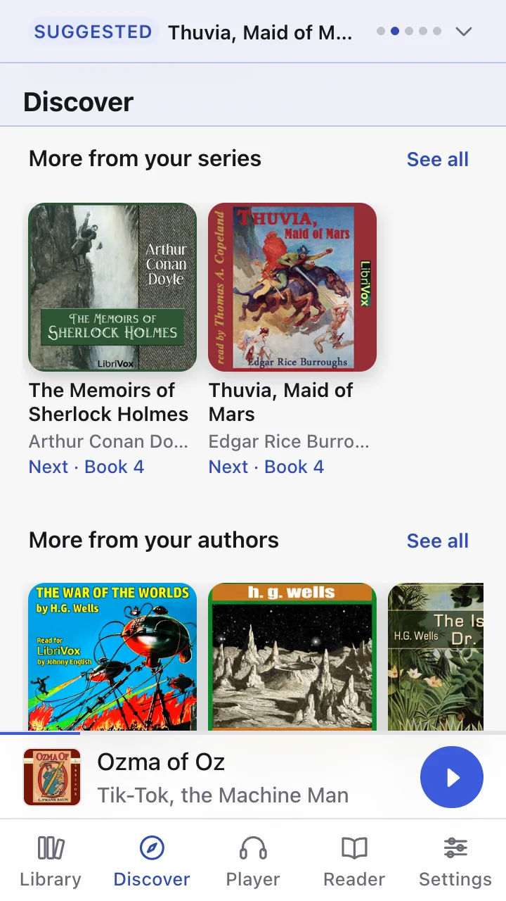Discover: the next books in the reader's series and more from authors they like