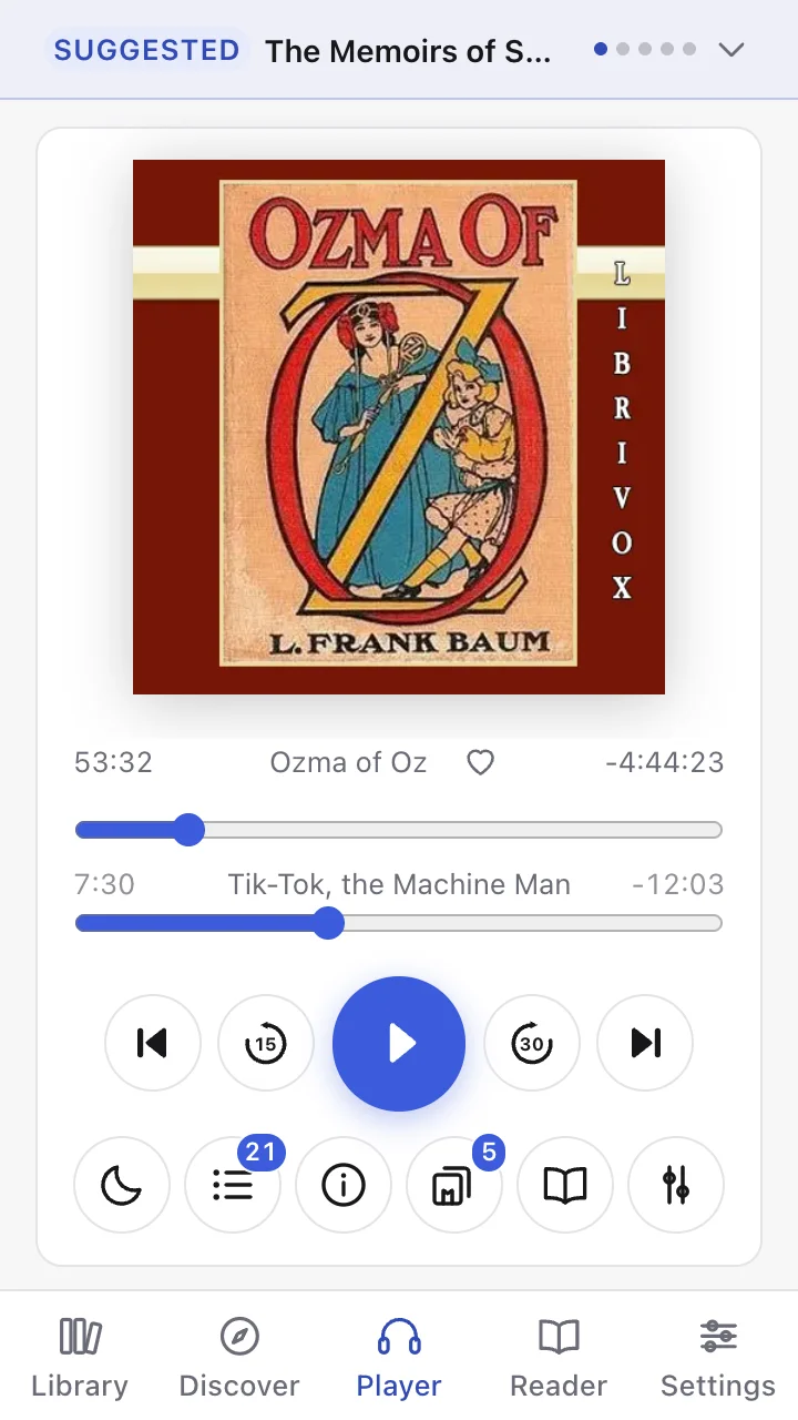The player, part way through Ozma of Oz